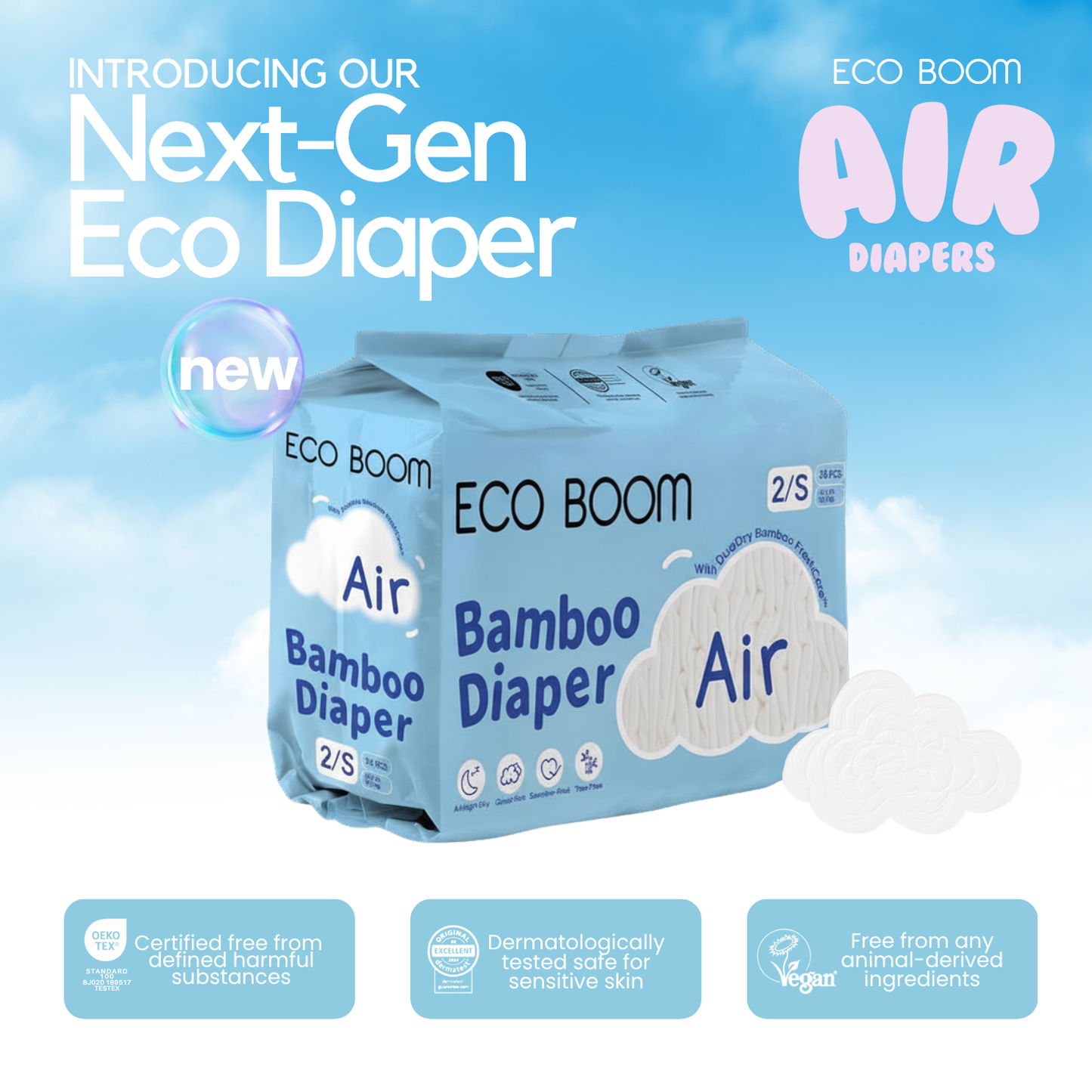 New! Air Bamboo Tape Diapers