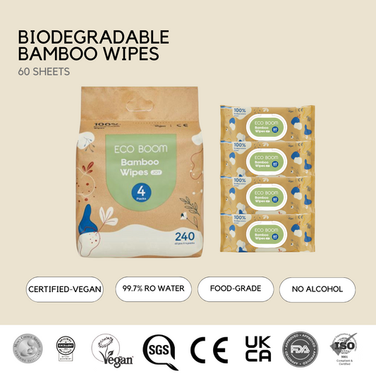 Biodegradable Bamboo Wipes 60s