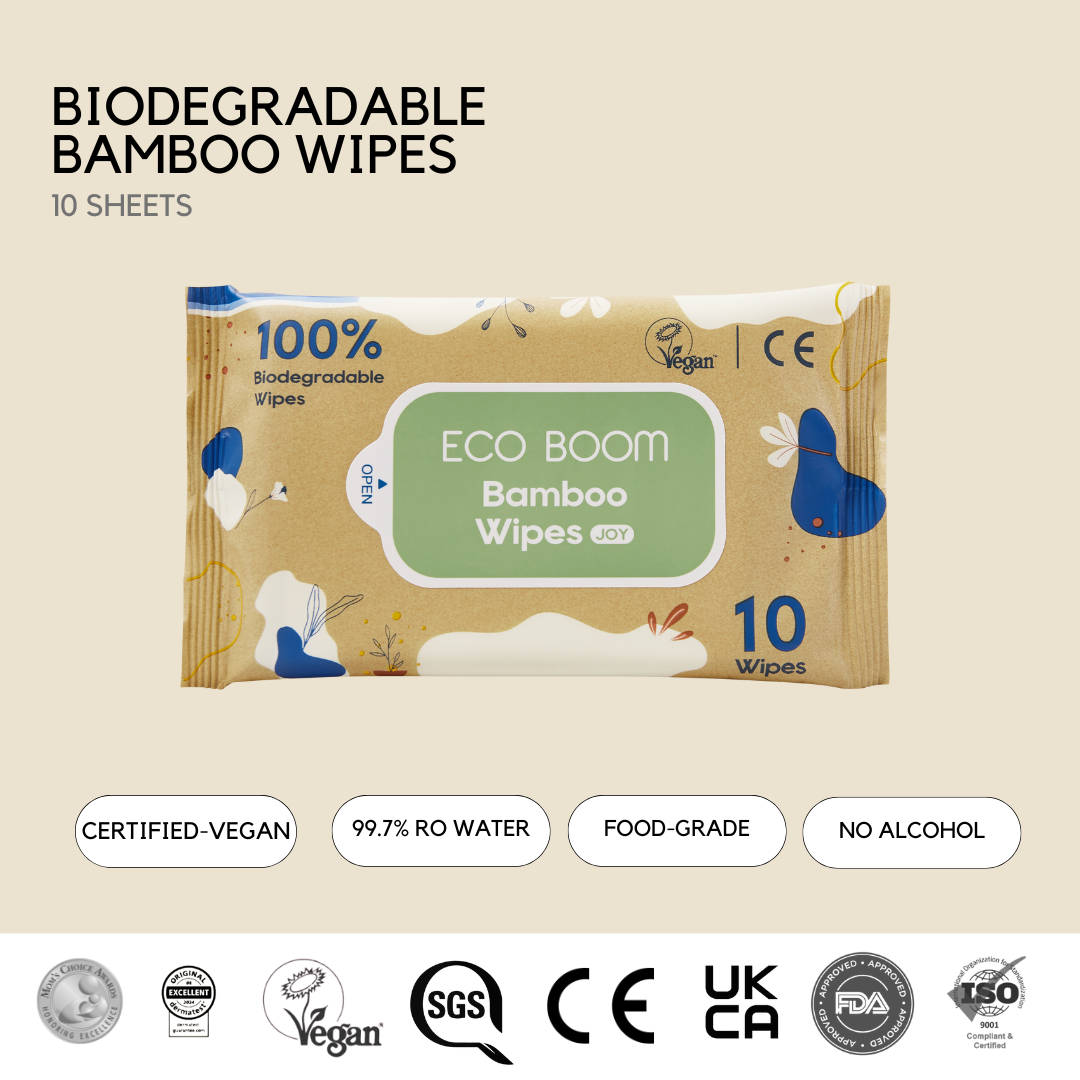 Biodegradable Bamboo Wipes Travel Pack