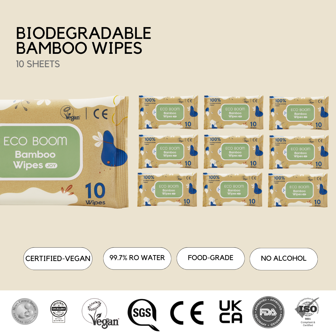 Biodegradable Bamboo Wipes Travel Pack