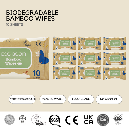 Biodegradable Bamboo Wipes Travel Pack