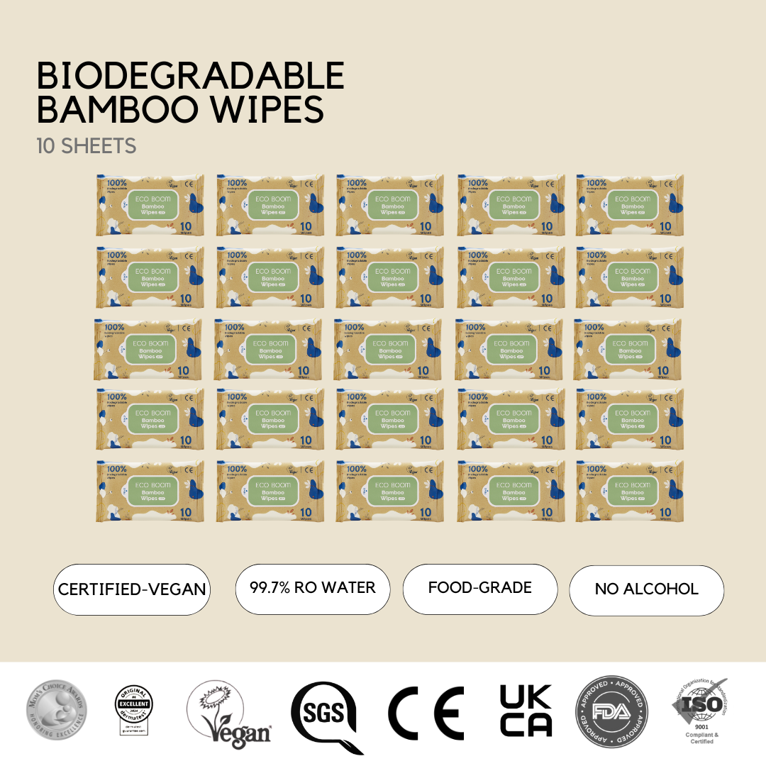 Biodegradable Bamboo Wipes Travel Pack