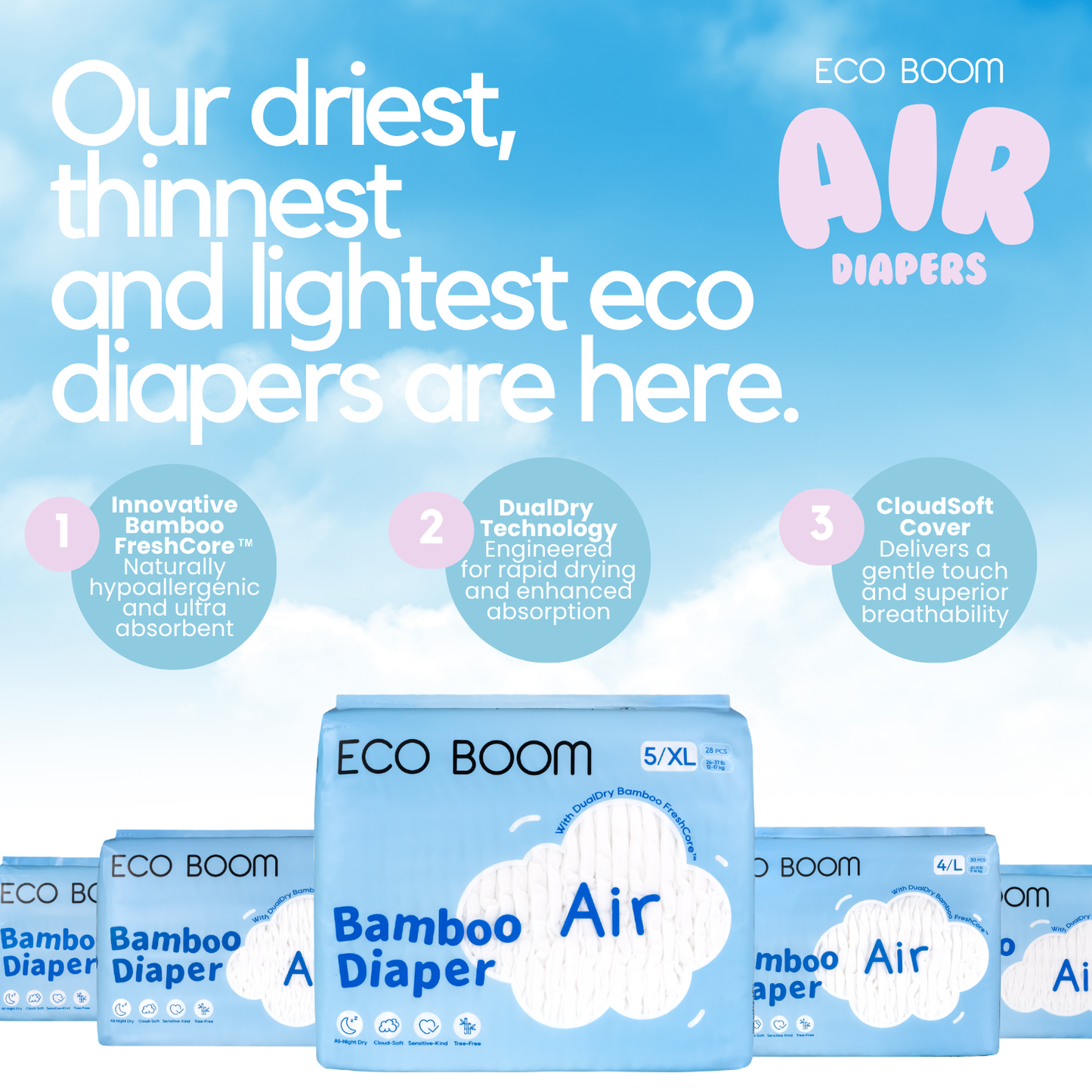 New! Air Bamboo Tape Diapers