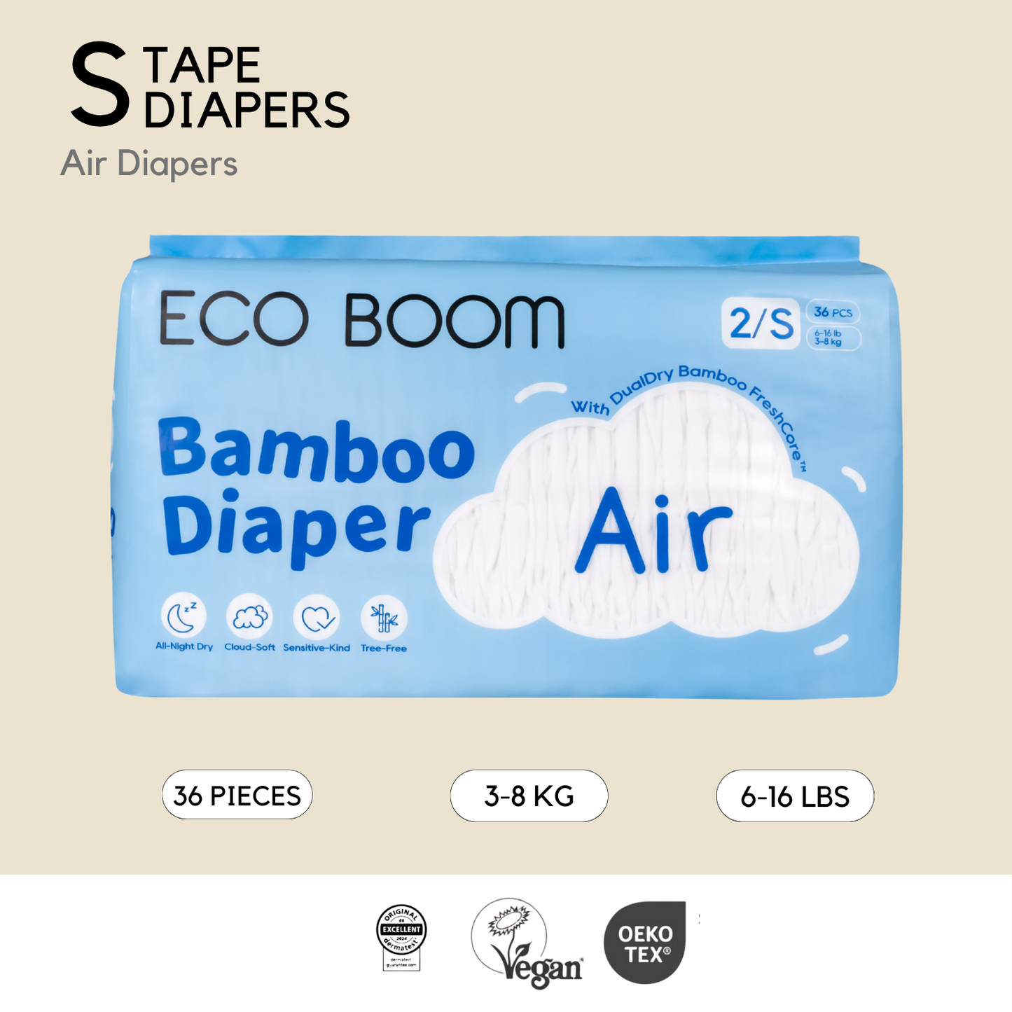New! Air Bamboo Tape Diapers
