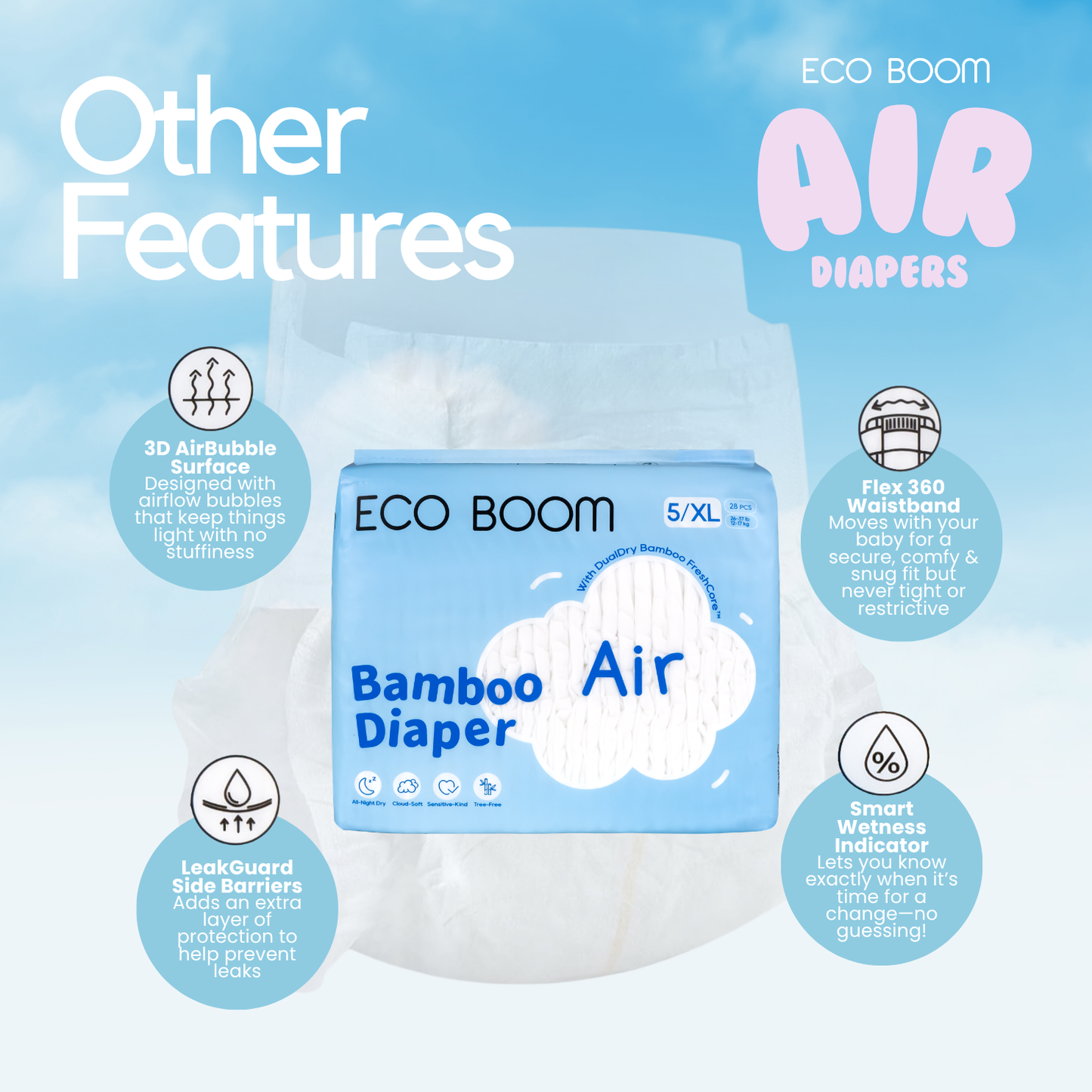New! Air Bamboo Tape Diapers